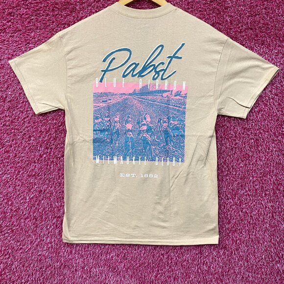 Pabst Blue Ribbon Milwaukee Derby Est 1882 Beer Promo T-Shirt Medium - Picture 1 of 5